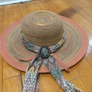 Elegant Tan Women's Hat with Patterned Band